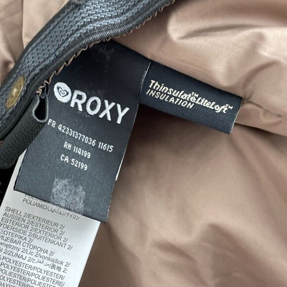 Roxy Bright Edition Womens X-Tra Long Fit XL Hooded Jacket Taupe Waterproof c222 - Picture 5 of 8